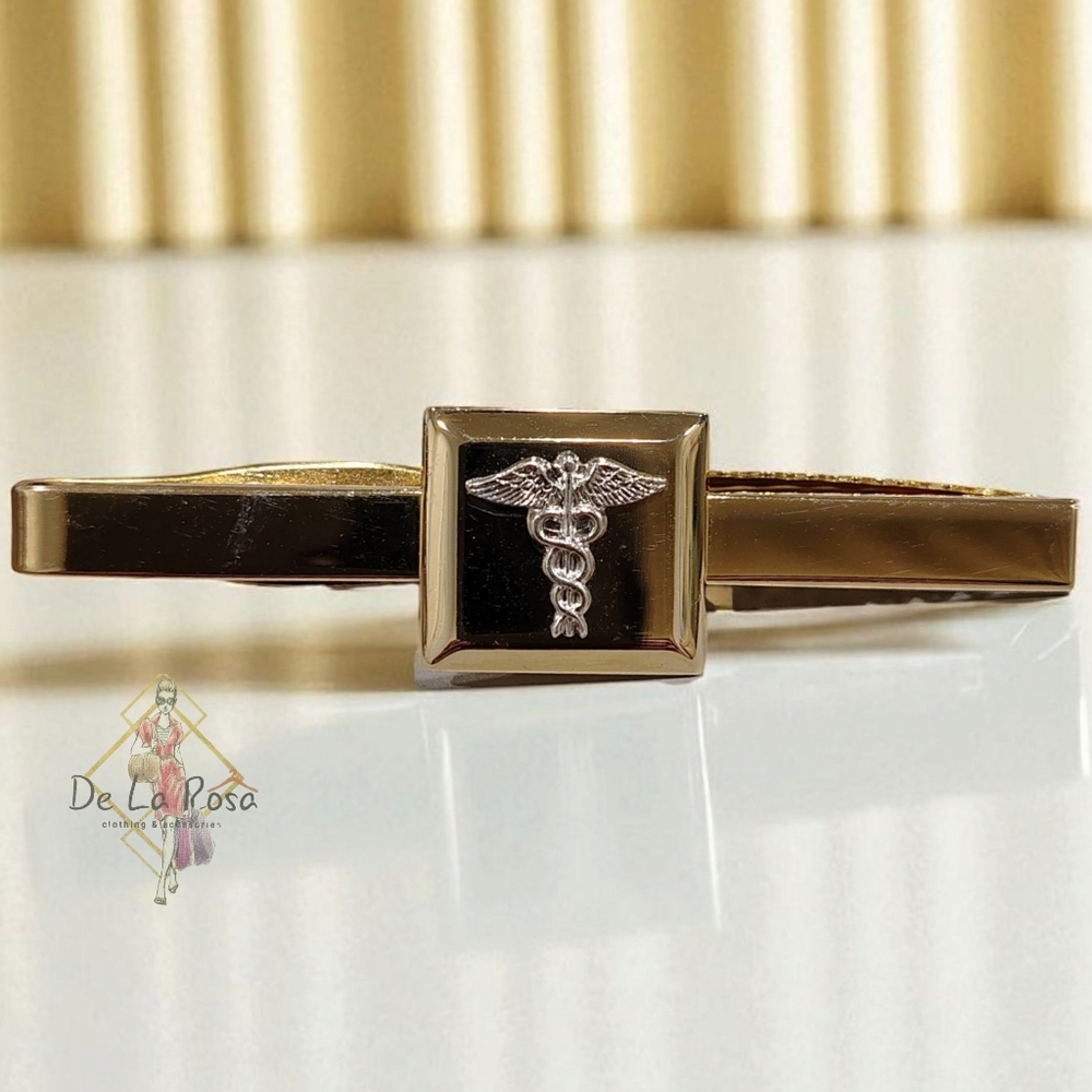 Vintage Gold Toned Signed Hickok USA Medical Themed Tie Clip
